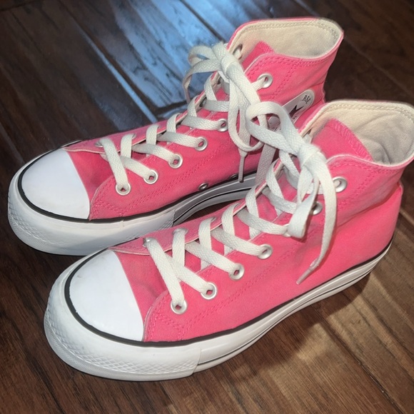 Converse Allstar Chuck Taylor hightop platform sneakers pink & white shoes 6.5 - Picture 6 of 15